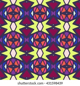 Geometric seamless pattern. Repeating colorful tiles. Modern stylish texture. Arabic, aztec design in bright colors. Tribe motif.