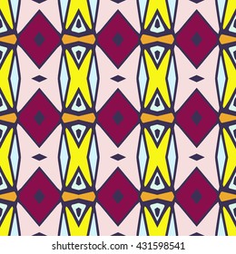 Geometric seamless pattern. Repeating colorful tiles. Modern stylish texture. Arabic, aztec design in bright colors. Tribe motif.