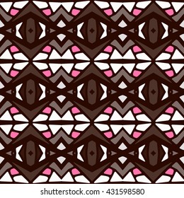 Geometric seamless pattern. Repeating colorful tiles. Modern stylish texture. Arabic, aztec design in bright colors. Tribe motif.