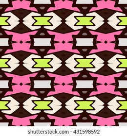 Geometric seamless pattern. Repeating colorful tiles. Modern stylish texture. Arabic, aztec design in bright colors. Tribe motif.