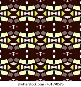 Geometric seamless pattern. Repeating colorful tiles. Modern stylish texture. Arabic, aztec design in bright colors. Tribe motif.