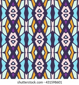 Geometric seamless pattern. Repeating colorful tiles. Modern stylish texture. Arabic, aztec design in bright colors. Tribe motif.