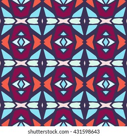 Geometric seamless pattern. Repeating colorful tiles. Modern stylish texture. Arabic, aztec design in bright colors. Tribe motif.