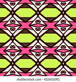Geometric seamless pattern. Repeating colorful tiles. Modern stylish texture. Arabic, aztec design in bright colors. Tribe motif.