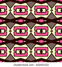 Geometric seamless pattern. Repeating colorful tiles. Modern stylish texture. Arabic, aztec design in bright colors. Tribe motif.