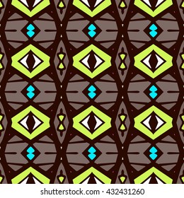 Geometric seamless pattern. Repeating colorful tiles. Modern stylish texture. Arabic, aztec design in bright colors. Tribe motif.
