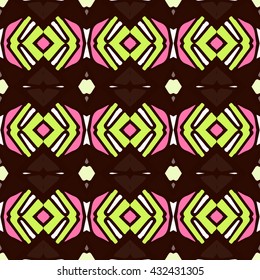 Geometric seamless pattern. Repeating colorful tiles. Modern stylish texture. Arabic, aztec design in bright colors. Tribe motif.