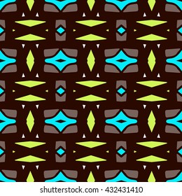 Geometric seamless pattern. Repeating colorful tiles. Modern stylish texture. Arabic, aztec design in bright colors. Tribe motif.