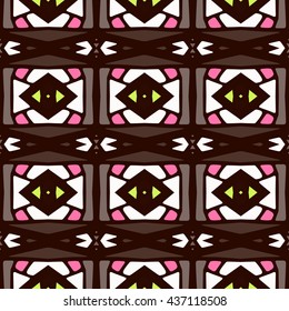 Geometric seamless pattern. Repeating colorful tiles. Modern stylish texture. Arabic, aztec design in bright colors. Tribe motif.