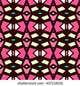 Geometric seamless pattern. Repeating colorful tiles. Modern stylish texture. Arabic, aztec design in bright colors. Tribe motif.