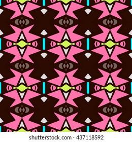Geometric seamless pattern. Repeating colorful tiles. Modern stylish texture. Arabic, aztec design in bright colors. Tribe motif.