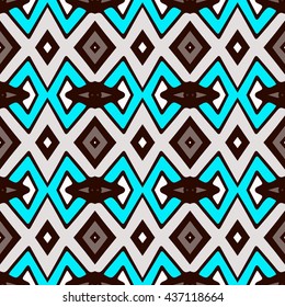 Geometric seamless pattern. Repeating colorful tiles. Modern stylish texture. Arabic, aztec design in bright colors. Tribe motif.
