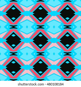 Geometric seamless pattern. Repeating colorful tiles. Modern stylish texture. Arabic, aztec design in bright colors. Tribe motif.