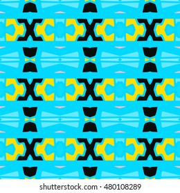 Geometric seamless pattern. Repeating colorful tiles. Modern stylish texture. Arabic, aztec design in bright colors. Tribe motif.