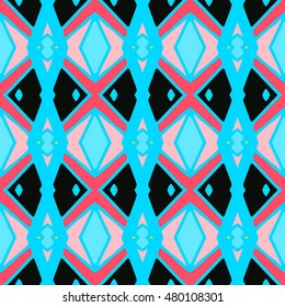 Geometric seamless pattern. Repeating colorful tiles. Modern stylish texture. Arabic, aztec design in bright colors. Tribe motif.
