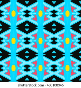 Geometric seamless pattern. Repeating colorful tiles. Modern stylish texture. Arabic, aztec design in bright colors. Tribe motif.