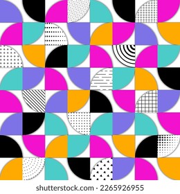Geometric seamless pattern. Repeating geometry pattern. Repeated 3d effect background. Abstract color texture. Geo shape design for prints. Modern style graphic element print, wallpaper. Vector