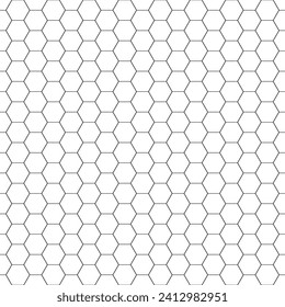 Geometric seamless pattern. Repeating hexagon lattice. Repeated black honeycomb isolated on white background. Modern abstract hexagonal design for prints. Repeat line texture. Vector illustration