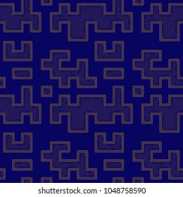 Geometric seamless pattern in retro memphis style, fashion 80s - 90s. Seamless hipster background with abstract geometric figures. Memphis style for fashion, cloth, textile. Simple pattern. 