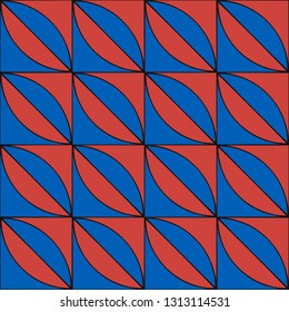 Geometric seamless pattern in retro style in red and blue