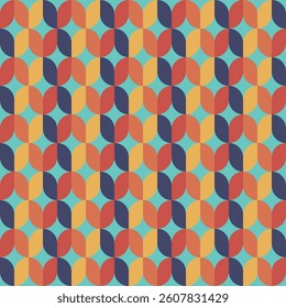 Geometric seamless pattern, retro style color, light turquoise background