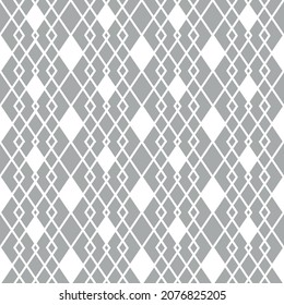 geometrisches nahtloses Muster mit Rhombus und Ornamenten auf grauem Hintergrund. Vektorgrafik 