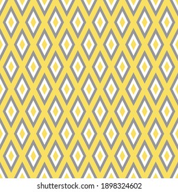 Geometric Seamless Pattern With  Rhombus. Trendy Colors Of 2021 - Illuminating Yellow And Ultimate Grey. Perfect For Spring And Summer Holidays, Background, Gift Paper, Fabric