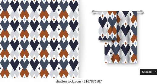 Geometrisches nahtloses Muster mit Hombussen. Abstrakter Hintergrund mit bunten geometrischen Formen. Modernes Ornament. Wiederholung der Textur. Vektorgrafik. Tapete, Tapete, Textilien, Stoff. Aufziehen