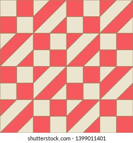 Geometric seamless pattern with rhombuses. Red color holiday collection. Merry Christmas and Happy New year. Abstract textured background design. Modern elegant wallpaper. Vector illustration.