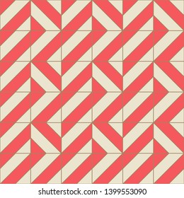 Geometric seamless pattern with rhombuses. Red color holiday collection.  Abstract textured background design. Modern elegant wallpaper. Vector illustration.