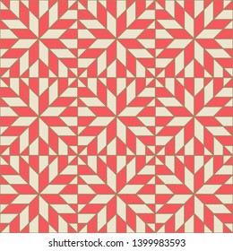 Geometric seamless pattern with rhombuses. Red color holiday collection.  Abstract textured background design. Modern elegant wallpaper. Vector illustration.
