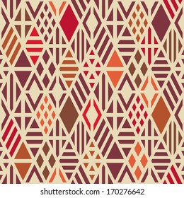 Geometric seamless pattern with rhombuses in red trend colors. Vector background.