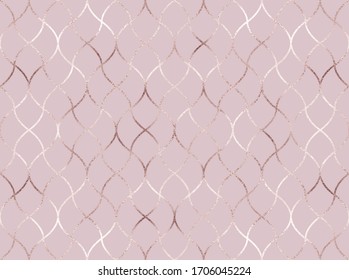 Geometric seamless pattern with rose gold decorative shapes tile.
