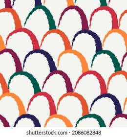 Geometric seamless pattern. Round scale, arc motif ornament. Freehand design minimalist contemporary background. Modern simple geo handdrawn print. Artistic hand drawn abstract vector wallpaper