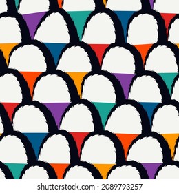 Geometric seamless pattern. Round scale, arc motif ornament. Freehand design minimalist contemporary background. Modern simple geo handdrawn print. Artistic hand drawn abstract vector wallpaper