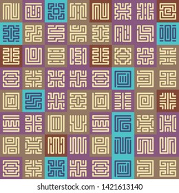 geometric seamless pattern with runes. abstract vector illustration