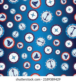 geometric seamless pattern of sailing icons with gradient background