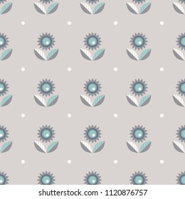 Geometric seamless pattern in scandinavian style. Soft and gentle color palette. Vector design.