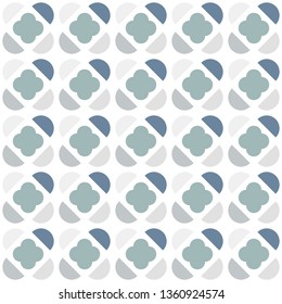 Geometric  seamless pattern with semicircles and clover shape in scandinavian style. Vector tile print.