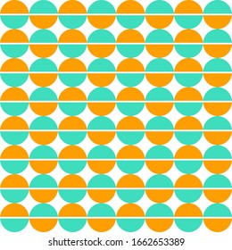 Geometric seamless pattern with semicircles in retro style, vector	