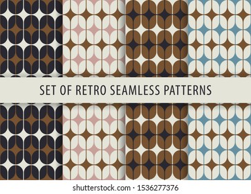 Geometric seamless pattern set. Abstract retro pattern collection. Vector wallpaper.