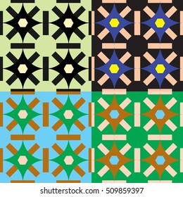 Geometric seamless pattern set for different design works