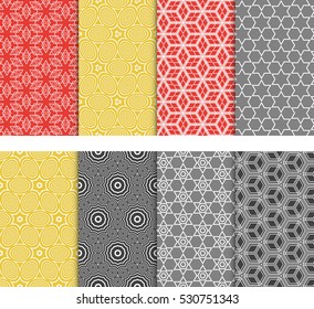 geometric seamless pattern set. modern minimalist decoration. vector illustration. for interior design, wallpaper