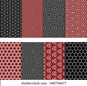 geometric seamless pattern set. modern minimalist decoration. vector illustration. for interior design, wallpaper