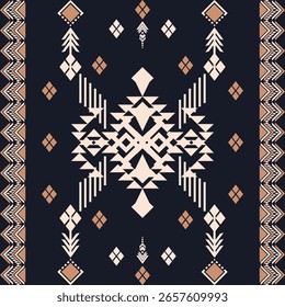 Tonos geométricos del modelo inconsútil del azul marino. Tela tribal americana nativa. Conveniente para la materia textil, las alfombras, las tarjetas, las tejas, los motivos, los libros ilustrados. Vector indio boho del diseño del ornamento para la impresión textil tejida