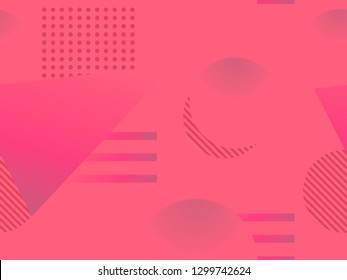 Geometric seamless pattern. Geometric shapes with gradient, memphis style. Zine culture abstract background. Vector illustration