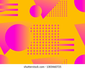 Geometric seamless pattern. Geometric shapes with gradient, memphis style. Zine culture abstract background. Vector illustration