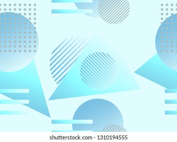 Geometric seamless pattern. Geometric shapes with gradient, memphis style. Zine culture abstract background. Vector illustration