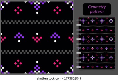 Patrón de formas geométrico sin fisuras en negro. Fondo de ornamento extensible vectorial para textiles, tejidos, papel tapiz, impresión, cubierta, fondo, superficie, banner, diseño de paquete