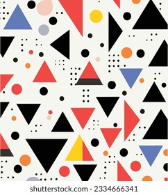 geometric seamless pattern with geometric shapes, squares and triangles, in the style of stripes and shapes, boldly black and white, minimalist pop art, minimalist figures, alvar aalto